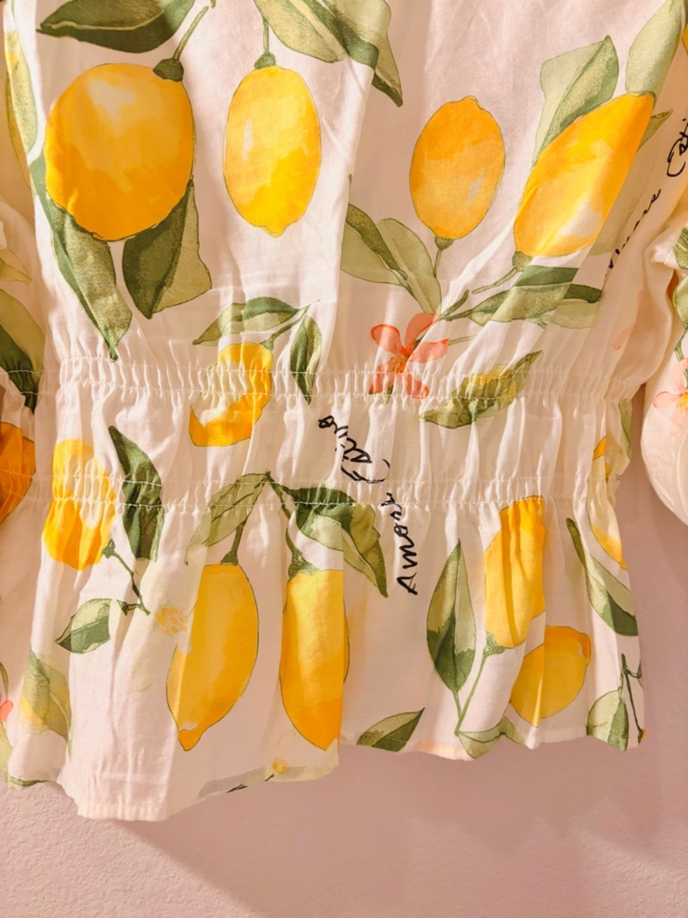 H&M Lemon-Print Puff Sleeve Blouse – Size M - Picture 8 of 9